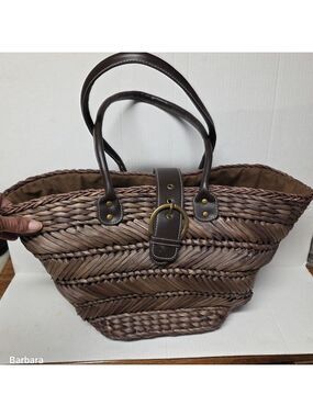 Vintage 90s Northern Reflections Chocolate Brown Corn Husk Tote Bag